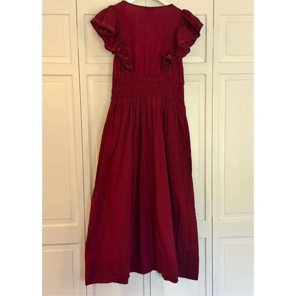 Universal Thread pink smocked ruffled midi dress size M - Picture 4 of 12